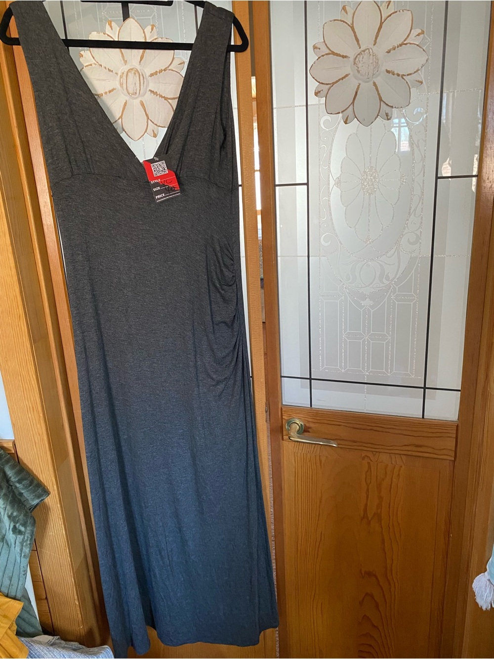 Sleeveless V-Neck Maxi Dress in Dark Gray